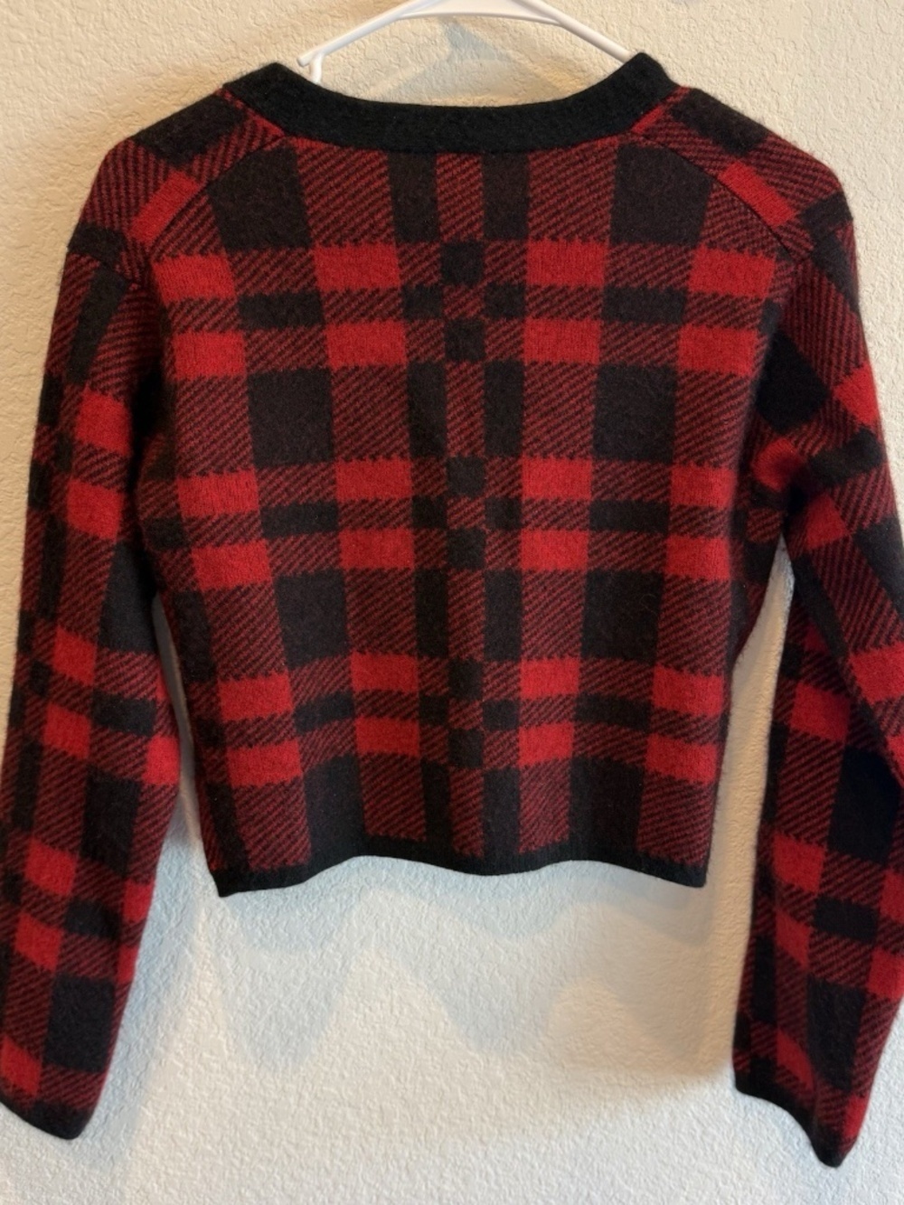Polo ralph lauren Buffalo Plaid Merino Wool Cardigan Crop Women Medium - Picture 6 of 7